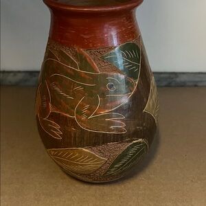 Hand-Painted Ceramic Vase with Frog Motif